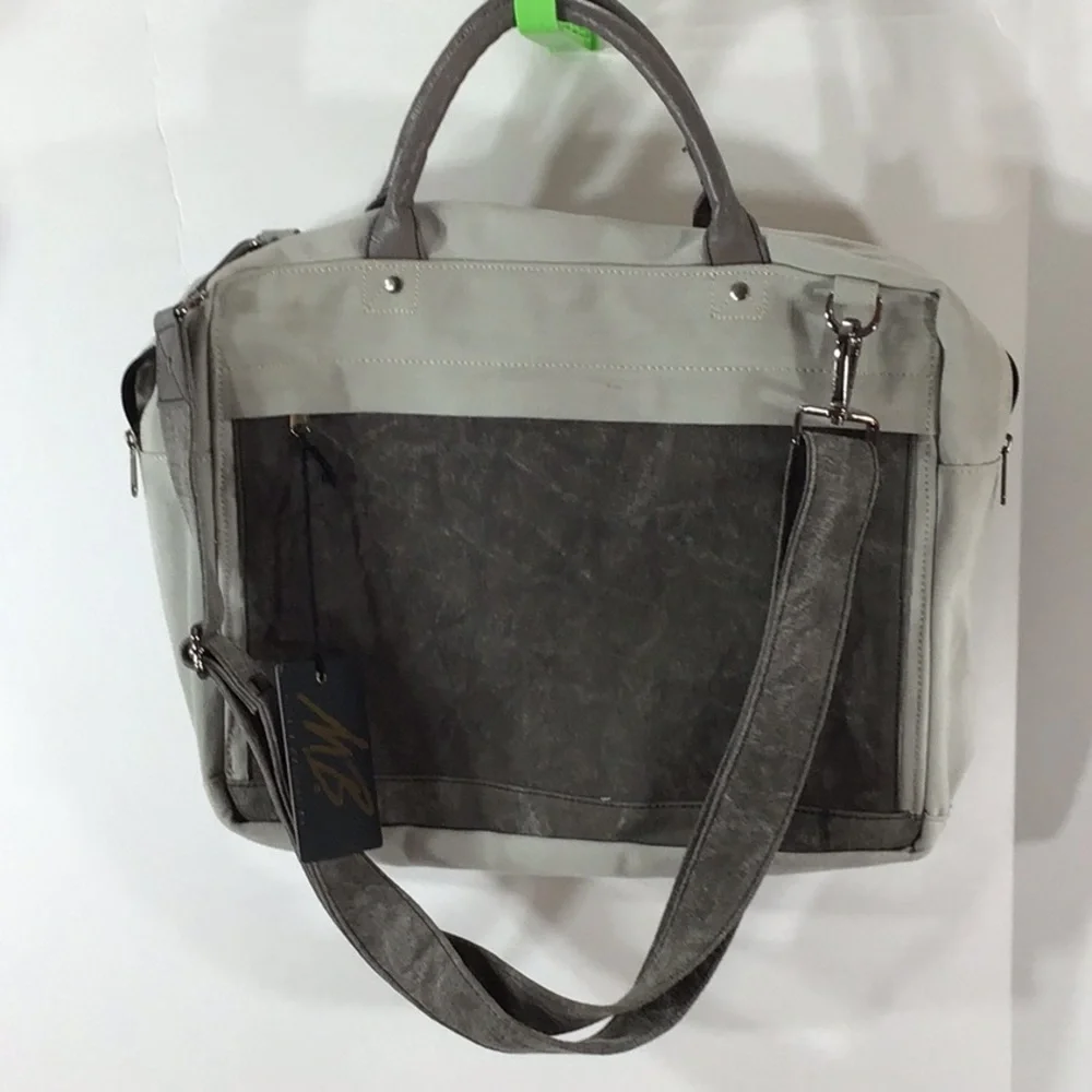 Mona B mens upcycled military tent messenger bag NWT